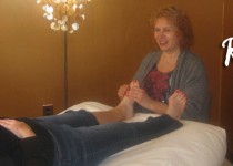 Becky Cobb, owner of Balance and Harmony (Peoria, IL) doing reflexology